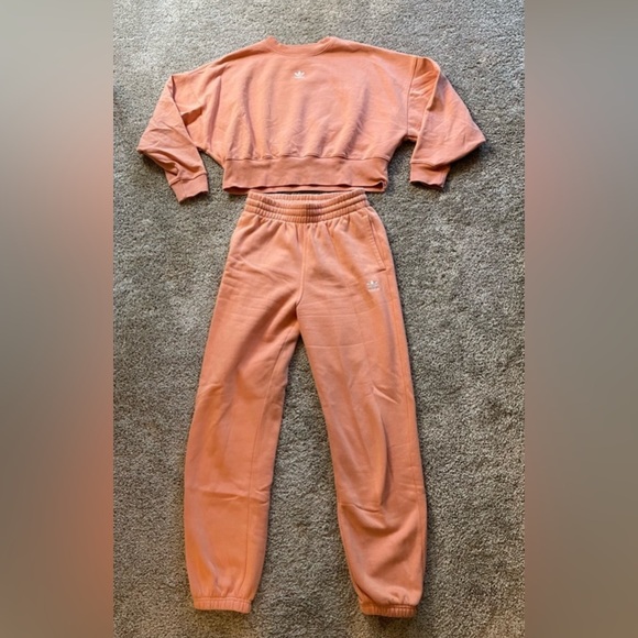 Adidas Adicolor Essentials Sweatsuit Matching Set Peach - Picture 14 of 16